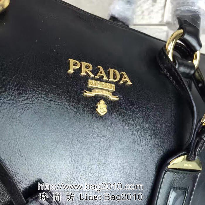 普拉達PRADA原單 0822原版雙色油臘皮PRADA 官網同步 頂級手提肩背包 PHY1119